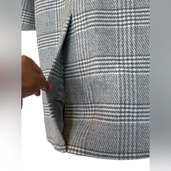 Abercrombie & Fitch Wool Blend The Dad Coat Houndstooth Gray Plaid Size XSP - Picture 7 of 16